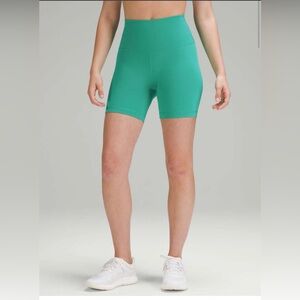 Lululemon Wunder Train High-Rise Biker Yoga Short 6" Kelly Green SZ. 10 EUC